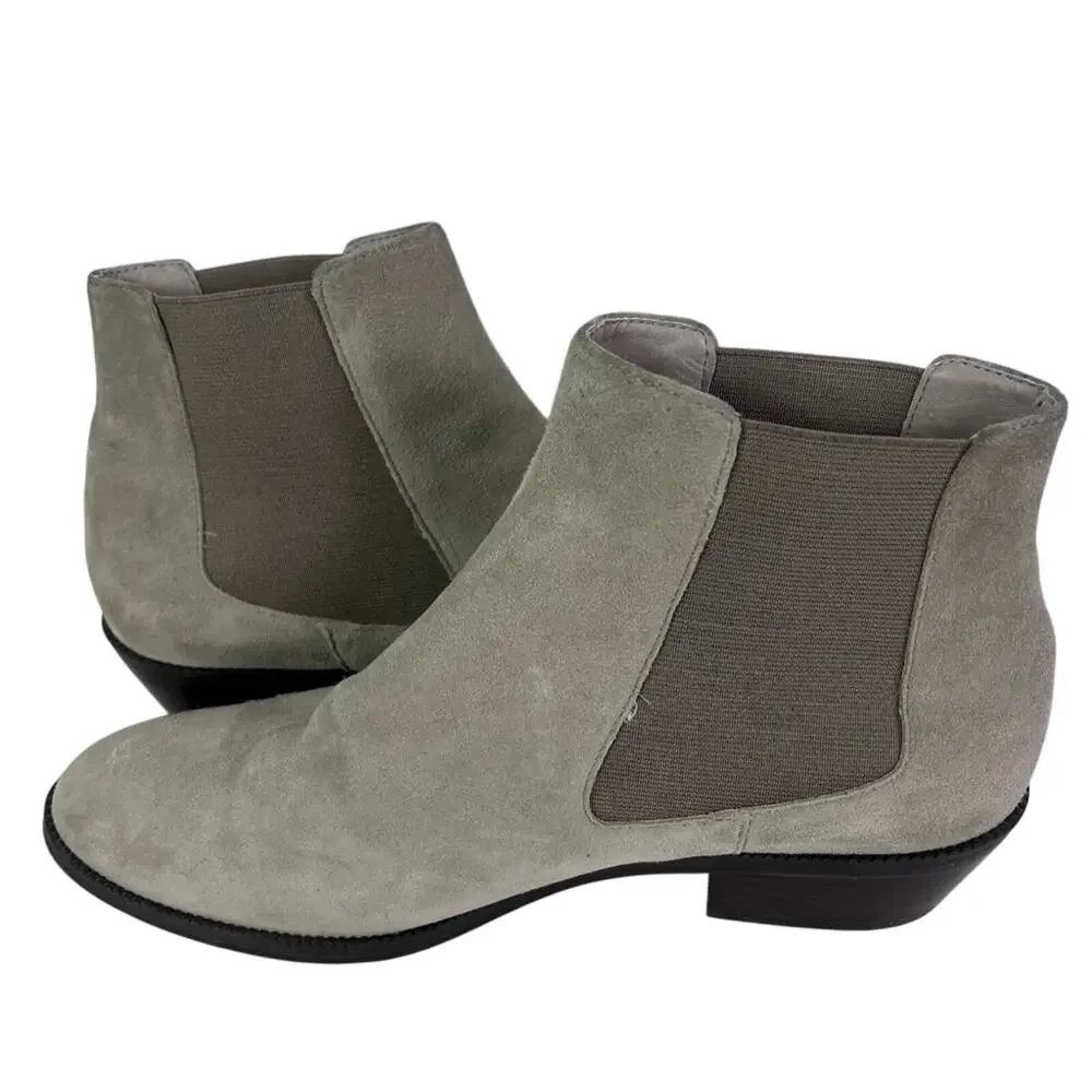 14th & Union Boots Womens 8 W Taupe Ankle Elastic Side Suede Leather